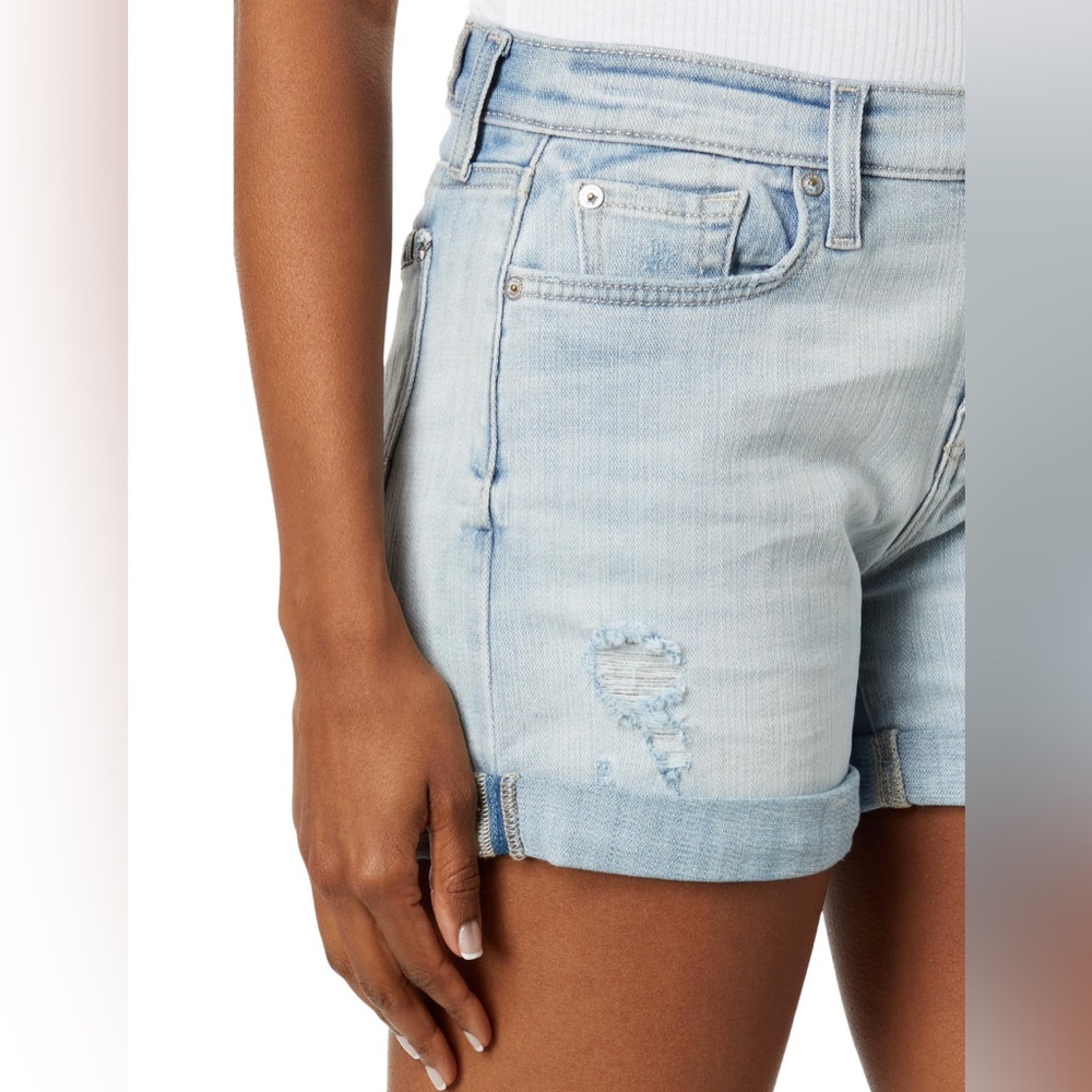 NWT 7 For All Mankind Cuffed Mid Roll Shorts 32 Broken Twill Coco Prive 7FAM - Picture 3 of 11